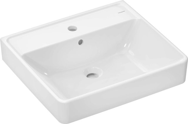 hansgrohe Handwaschbecken Xanuia Q Weiß mit Hahnloch und Überlauf B: 55 cm, T: 48 cm - Bild 1