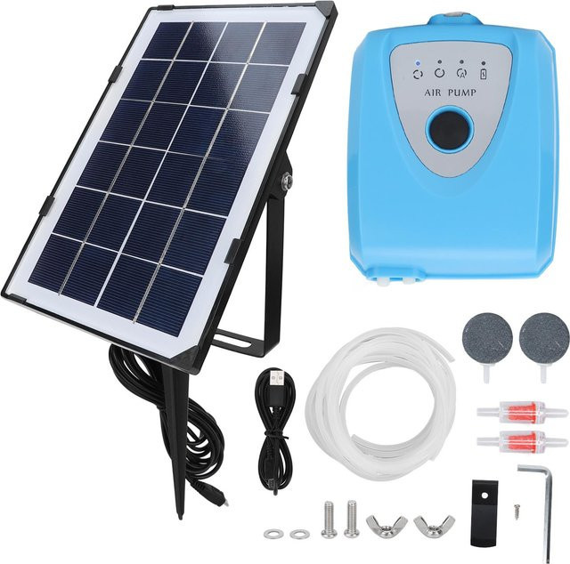 KONNWEI Solar Sauerstoffpumpe mit 3 Modi und Saugnapf, Blau - Bild 1