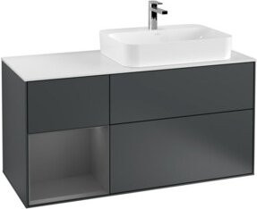 V&B Waschtischunterschrank Finion mit Wandbeleuchtung, Breite: 120 cm, Tiefe: 50,1 cm, Höhe: 50,1 cm, matt blau lackiert - Bild 1