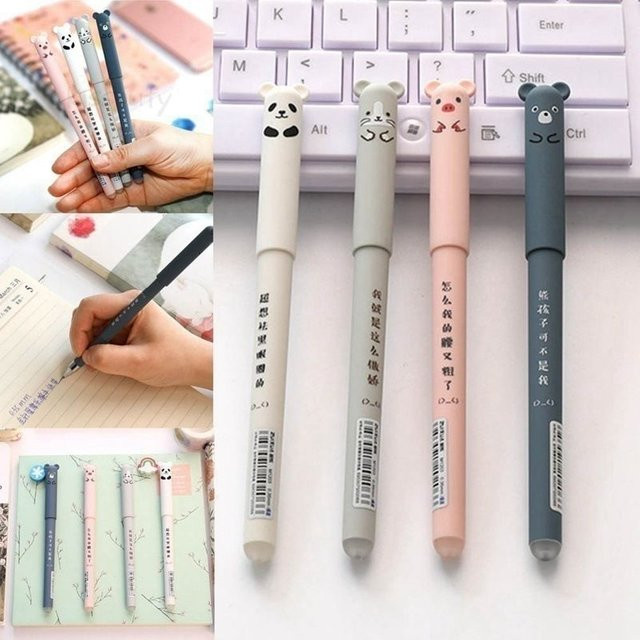 Kawaii löschbares Gelstift-Set mit süßen Cartoon-Tieren und Katze, mehrfarbig, inklusive Nachfüllstäben und ergonomischem Griff für die Schule - Bild 1