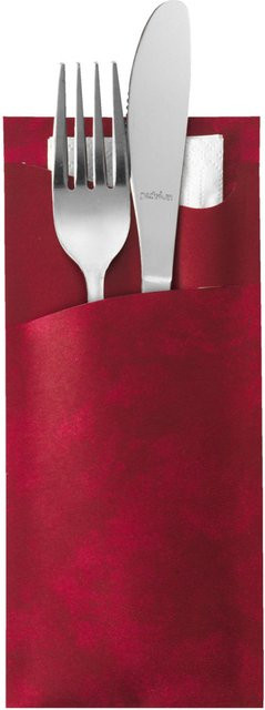 DUNI Servietten- und Bestecktaschen aus Papier in Bordeaux und Cremeweiß, 100 Stück, B/L: 8,5 x 19 cm - Bild 1