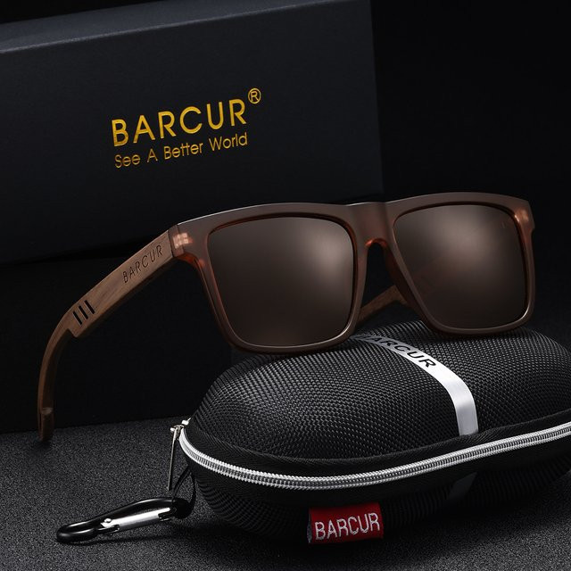 BARCUR Sonnenbrille, quadratisch, Holzmaserung, Vollrand, Unisex, polarisiert - Bild 1