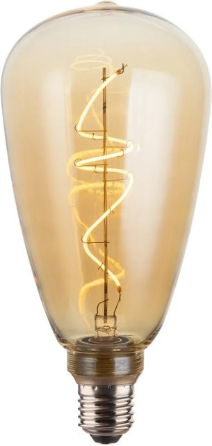 ENOVALITE LED Filament Leuchtmittel PEAR E27 4W 2200K Dimmbar Bernstein Gold Transparent Vintage Retro Deko Lampe Höhe: 100 mm - Bild 1
