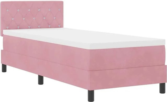 vidaXL LED Boxspringbett mit Matratze in Rosa, Samt, B/T/H: 80 x 200 x 83 cm - Bild 1