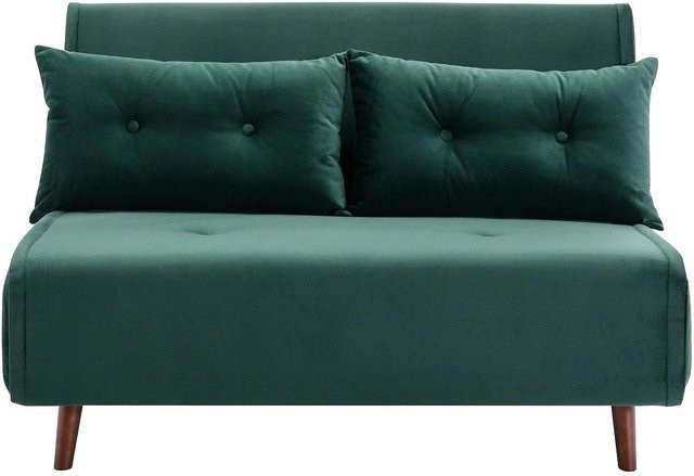 Vente-unique Schlafsofa Uribia in Tannengrün mit Samtbezug, Breite: 121 cm - Bild 1