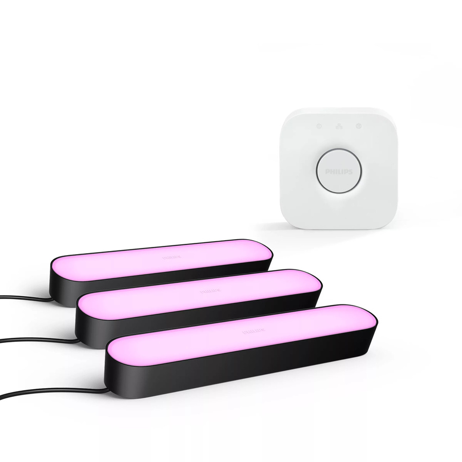 Philips Hue Play Lightbar Set in Schwarz mit Erweiterung und Bridge für TV-Hintergrundbeleuchtung, Multicolour RGB LED - Bild 1