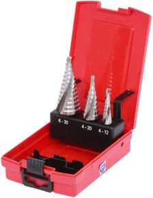 KS Tools HSS Stufenbohrer-Satz 3-teilig in Silber und Rot mit Kunststoffkassette - Bild 1