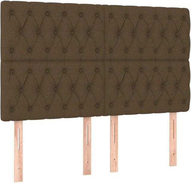 vidaXL Kopfteil Polsterteil in Dunkelbraun mit Stoffbezug, Breite: 160 cm, Tiefe: 7 cm, Höhe: 118 cm bis 128 cm - Bild 1