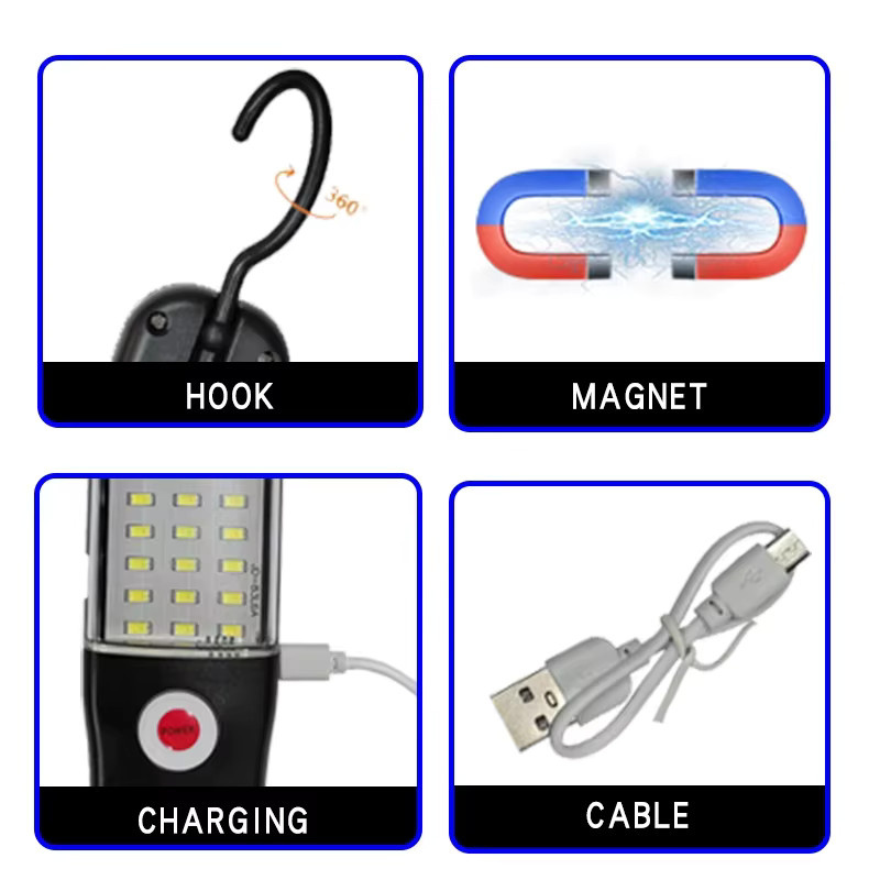 XIWANGFIRE LED Arbeitsleuchte mit Magnetfunktion und COB-Notlicht in Schwarz, USB-aufladbar - Bild 4