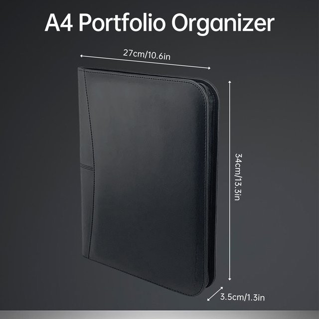 Bisofice Business Pad Folio Organizer aus PU-Leder mit Reißverschluss in A4 und Farbe Schwarz - Bild 1