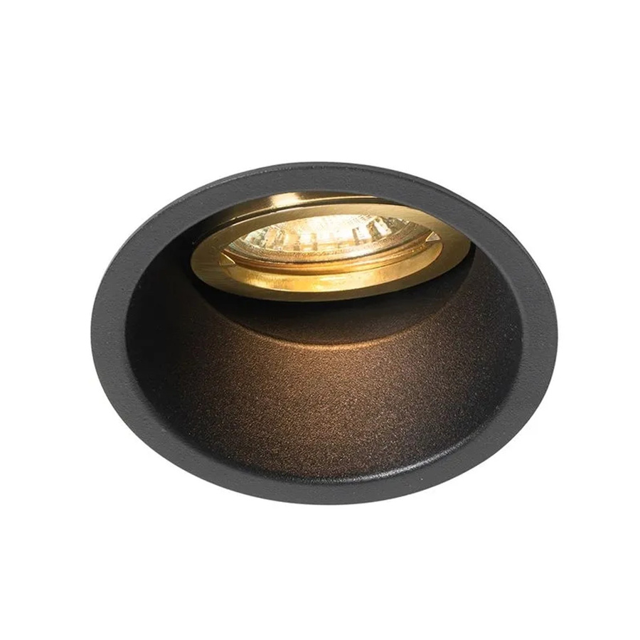 QAZQA Einbaustrahler aus Aluminium in Schwarz und Gold, rund, dimmbar, GU10 - Bild 2