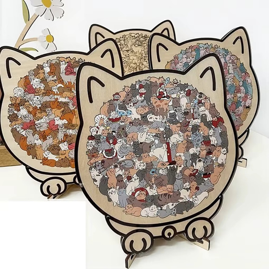 elenxs 3D-Holzpuzzle Katzenform, 135-teiliges Set - Bild 4