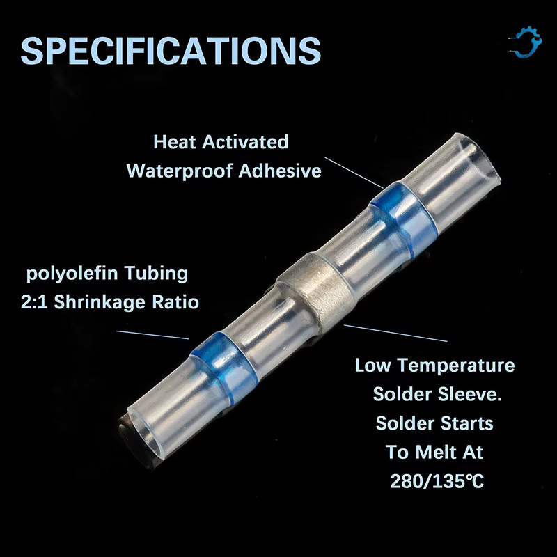 Oeat Wasserdichte Lötdichtungshülsen Set aus verzinntem Kupfer, Blau, AWG 16-14, 100 Stück - Bild 2