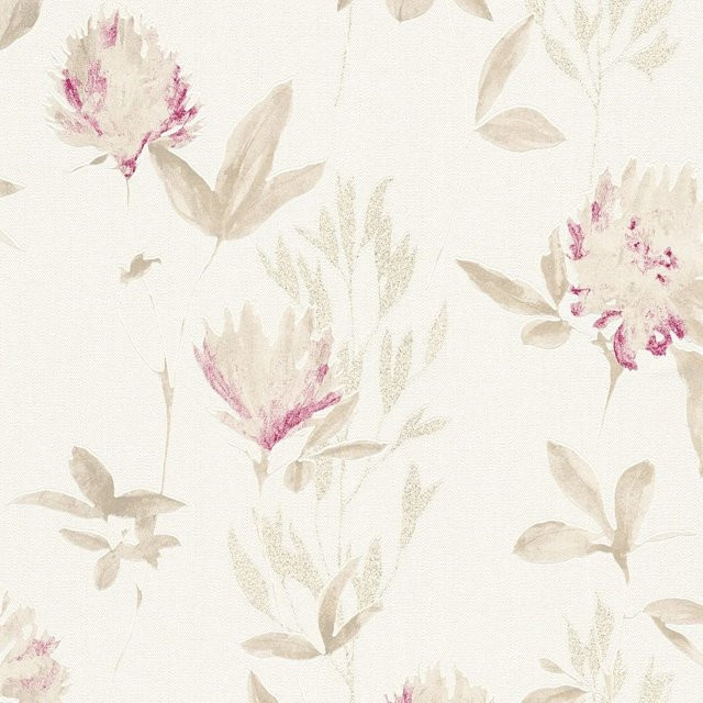 Profhome Blumen Tapete Floral Matt in Beige, Violett und Bronze, Breite: 0,53 m, Länge: 10,05 m - Bild 1