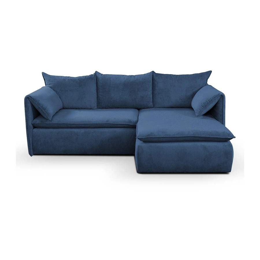 Vente-unique Schlafsofa Teodora in Marineblau mit Cord-Bezug und L-Form, Breite: 230 cm - Bild 2