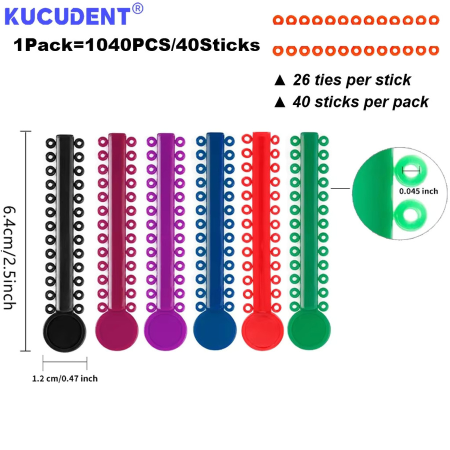 KUCUDENT Kieferorthopädische Elastische Ligatur, 1040 Stück, Bunt - Bild 2