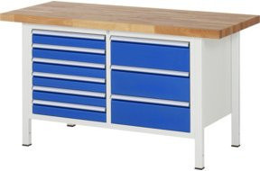 Rau Werkbank höhenverstellbar mit 8 Schubladen, B/T/H: 150 x 70 x 84-104 cm, Multicolour - Bild 1