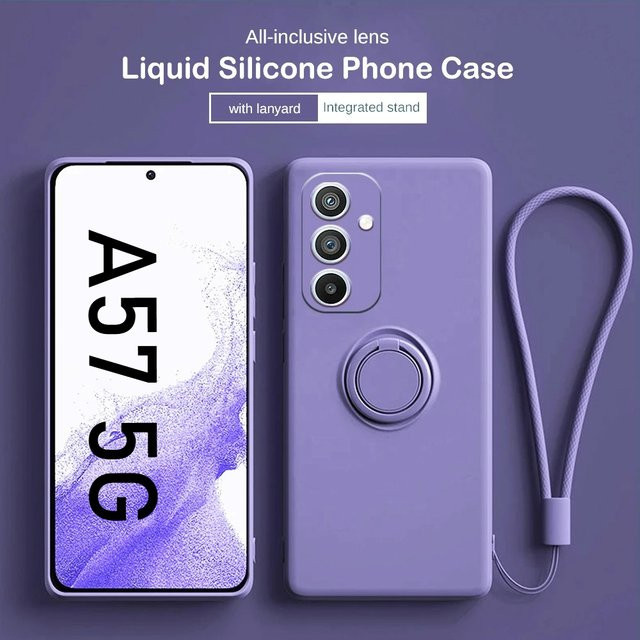 Samsung Flüssig-Silikon-Hülle mit Magnetring-Halterung für das Auto in Grün für verschiedene Samsung Galaxy Modelle wie A55 A54 A35 A34 A25 A15 A16 A17 A24 A26 A27 A36 A37 A53 A56 - Bild 1