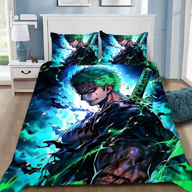 Lodestar Anime Bettwäscheset One Piece mit Luffy, 3-teilig, Blau, B/T: 200 x 200 cm - Bild 1