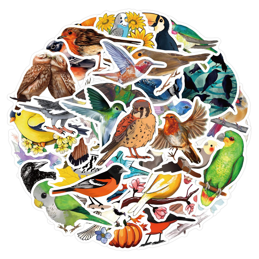 55 bunte Vogel Graffiti Aufkleber zur Dekoration von Notizbüchern und Koffern in Multicolour - Bild 1