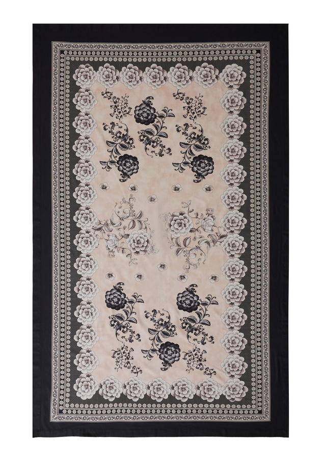 Bassetti Tischdecke Twill PARAGGI aus Baumwolle in Elfenbein-Schwarz mit floralem Muster - Bild 1