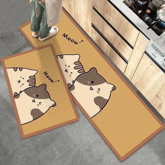 Yiran Furniture Kieselgur Küchenmatte mit Cartoon-Motiv, wasserdicht und ölfest, braun, B/H: 60 x 40 cm - Bild 1