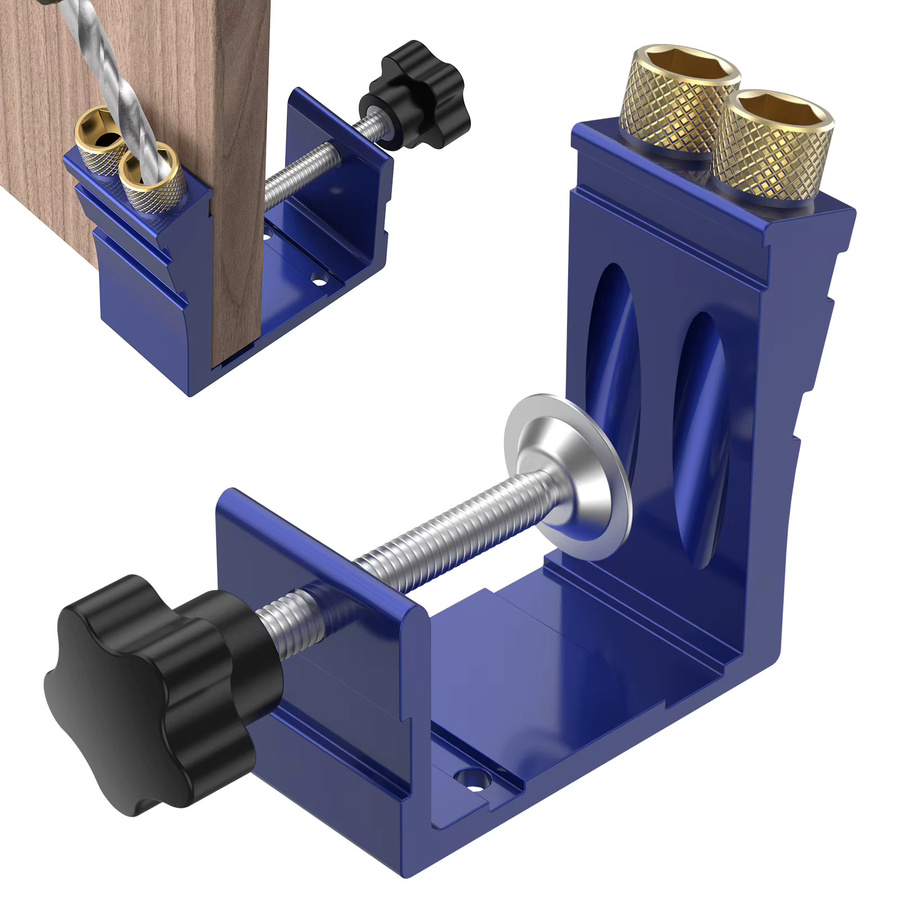 Toorise 47-teiliges Taschenloch-Jig Set in Blau mit verstellbarem Punch-Locator und 15 Grad Winkel für hochpräzises Bohren - Bild 2