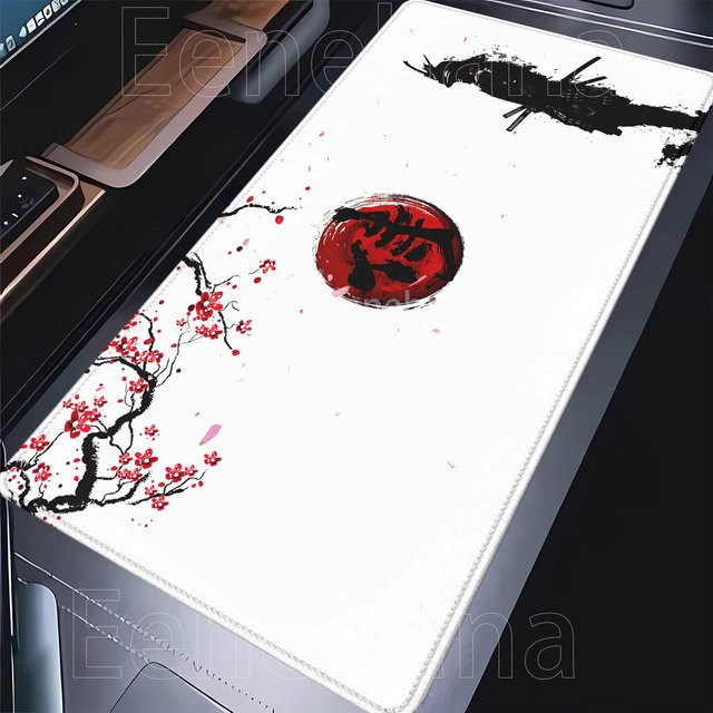 Eenehana Samurai Warrior Mauspad in Schwarz und Weiß für Gamer und Computer-Zubehör - Bild 1