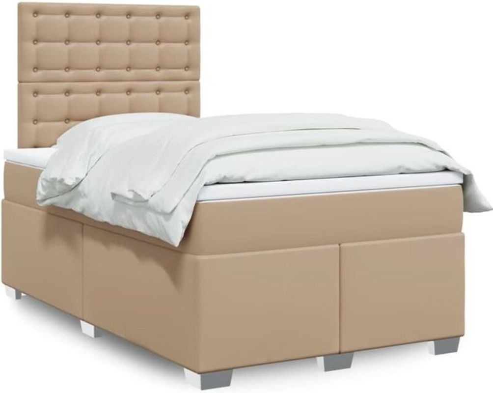 Vidaxl Boxspringbett Matratze mit Taschenfederkern in Braun, Beige und Weiß, B/T/H: 120 x 190 x 150,5 cm - Bild 1
