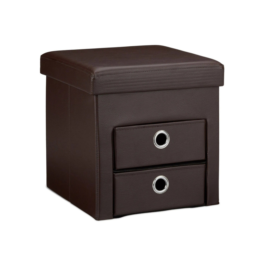 Relaxdays Sitzhocker aus Kunstleder in Braun, faltbarer Cube mit Stauraum, B/T/H: 38 x 38 x 38 cm - Bild 2