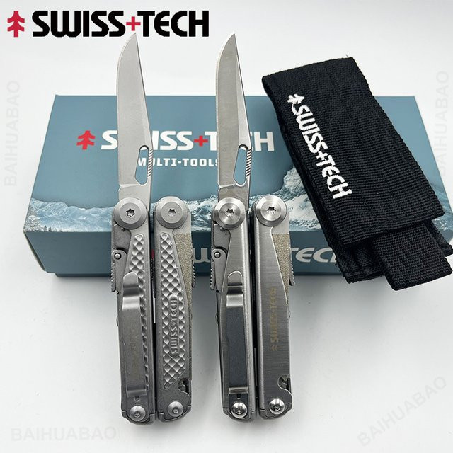 SWISS TECH 18-in-1 Multitool-Zange in Silber mit Schere und Sägeblatt als tragbares EDC Kombinationswerkzeug - Bild 1