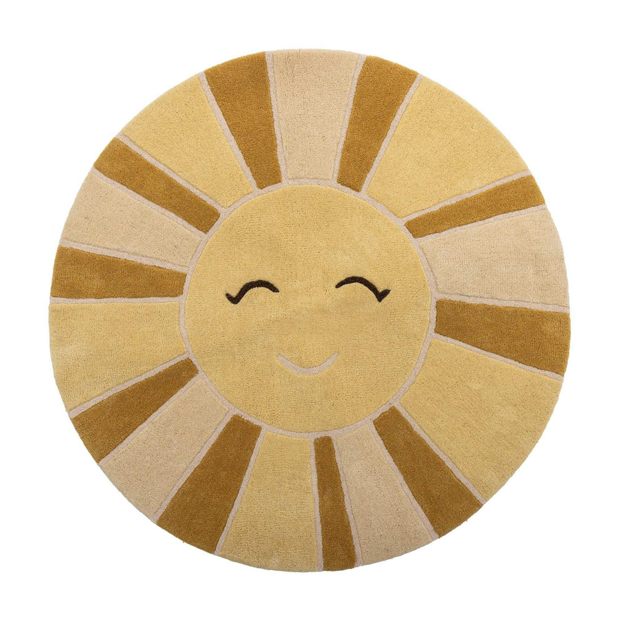 Bloomingville Mini Sun Wollteppich Gelb Rund Durchmesser: 110 cm - Bild 1