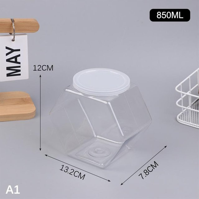 Chic Interiors Tragbares Sechseckiges Süßigkeiten-Keksglas aus Kunststoff mit Deckel, Transparent/Weiß - Bild 1