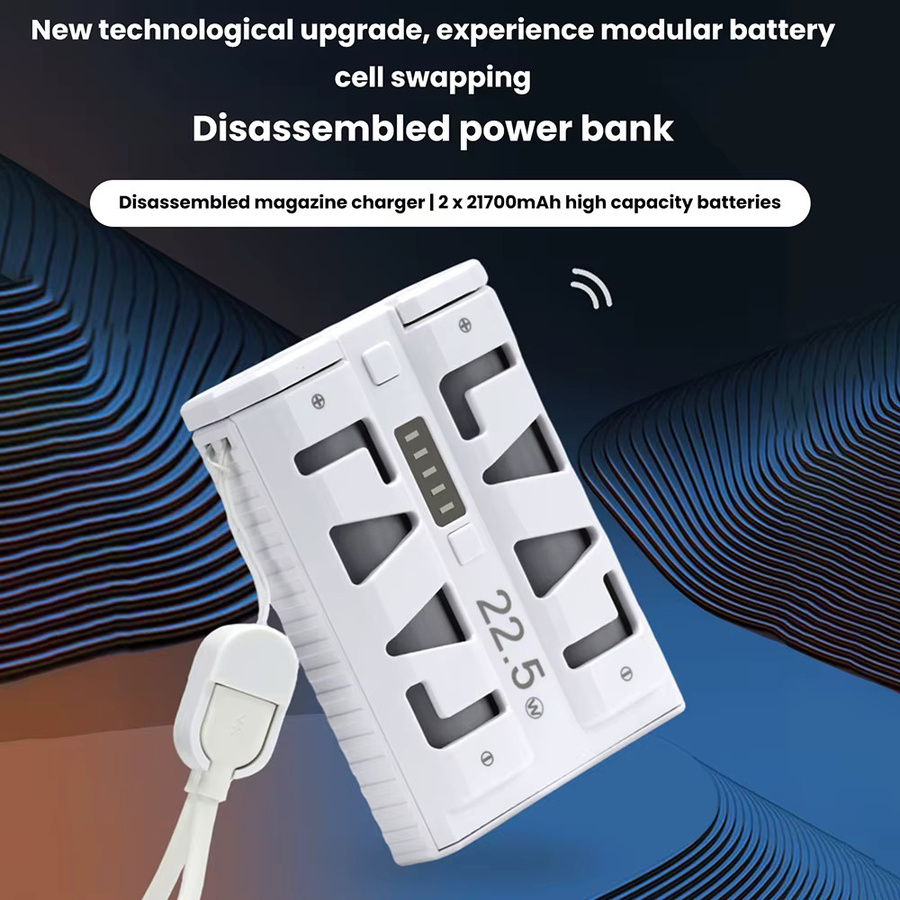 Gaqqee Powerbank DIY-Kit mit 22,5W Schnellladung und 21700 Batteriegehäuse in Grau oder Weiß - Bild 2