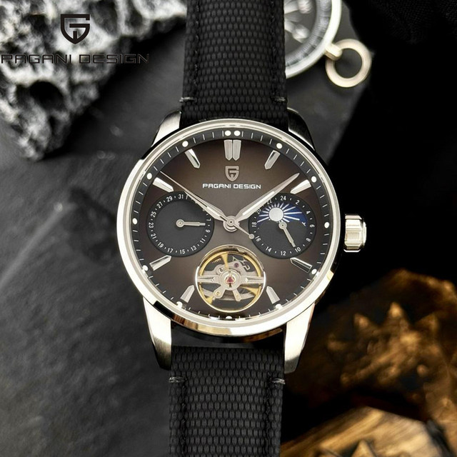 Pagani Design Armbanduhr Automatik, Edelstahl, 41 mm, Herren, Schwarz - Bild 1