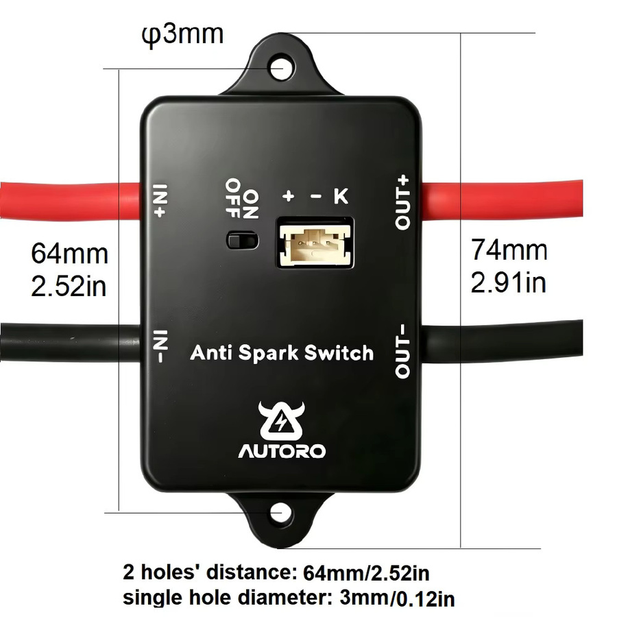 Autoro AS100A Anti-Funken-Schalter 100A 84V mit XT90 Anschluss für ESC Elektro-Skateboard RC Auto E-Bike Boot und Robotik, kompatibel mit 2S-20S Lipo-Batterien, Schwarz - Bild 4