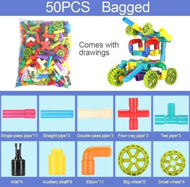 UYAOZHISHANG Rohr Bausteine Spielzeug Montage Wasser Pädagogisch Interaktiv DIY ab 4-6 Jahren - Bild 1
