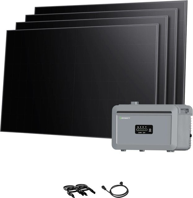 Growatt Balkonkraftwerk Set NEXA 2000 mit 2048 Wh Speicher und 1920W BC-Modulen in Full-Black mit Wi-Fi und Bluetooth - Bild 1