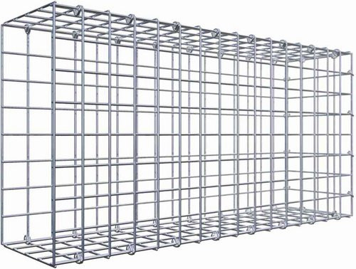 Gabiona C-Ring Anbaukorb Typ 2 aus Stahl in Silbergrau, B/T/H: 40 x 80 x 20 cm, Maschenweite: 5 x 5 cm - Bild 1