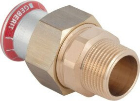 Geberit GV Mapress C-Stück, Durchmesser 22 mm, flachdicht mit AG, verzinktes Messing, Silber - Bild 1