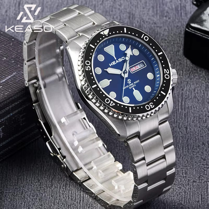KEASO Armbanduhr, Quarz, Edelstahl, Blau, Saphirglas, Herren - Bild 5
