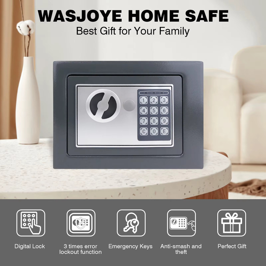 DayPlus Digitaler Safe mit elektronischem Schloss und Notschlüsseln, 4,6 l, Stahlgehäuse, Wand- oder Bodenmontage - Bild 2