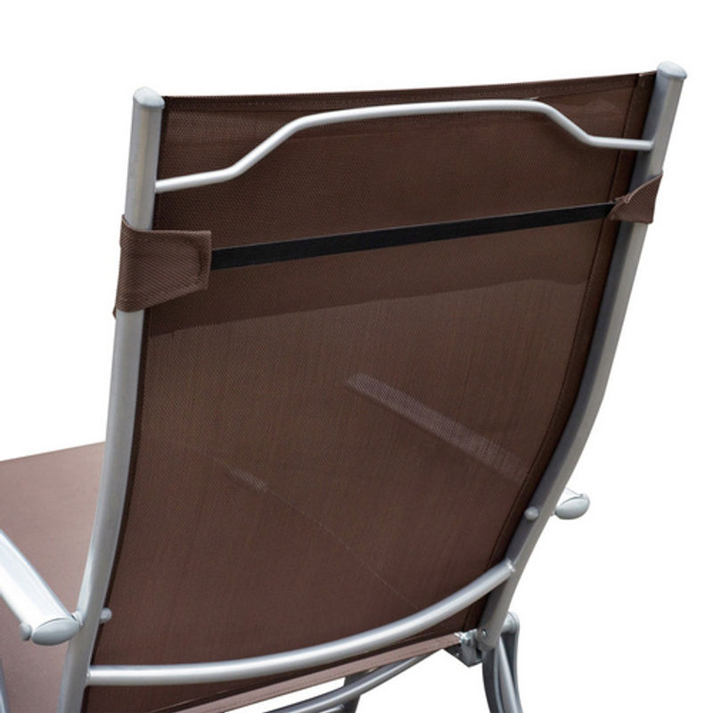 Outsunny Sonnenliege klappbar aus Metall und Textilene mit Kissen, Braun, B x H x T: 137 x 100,5 x 63,5 cm - Bild 6