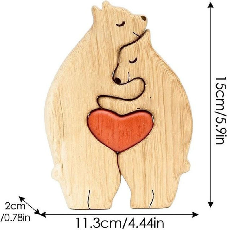 Personalisierbares Holzpuzzle mit Elefanten-Familie und Familiennamen in Braun und Beige von BC-Warm Home - Bild 1