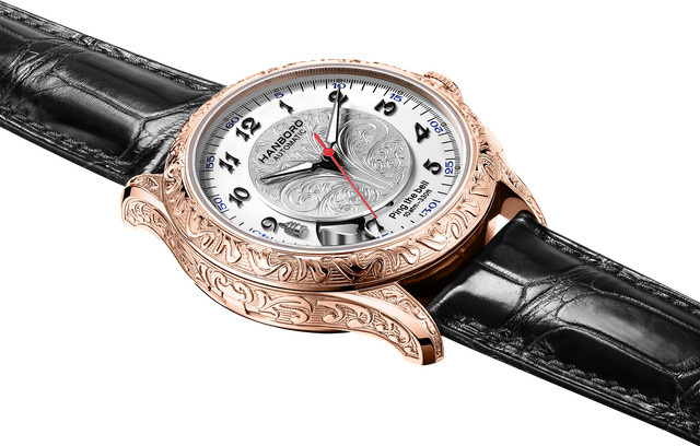 HANBORO Armbanduhr, Automatik, Edelstahl, Roségold, Leder, 42 mm, Herren - Bild 1