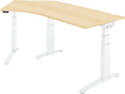 Schäfer Shop Genius ERGOSTYLE S Eckschreibtisch elektrisch höhenverstellbar, Ahorn/weiß, B: 216,5 cm, T: 80 cm, H: 64,5-130,5 cm - Bild 1
