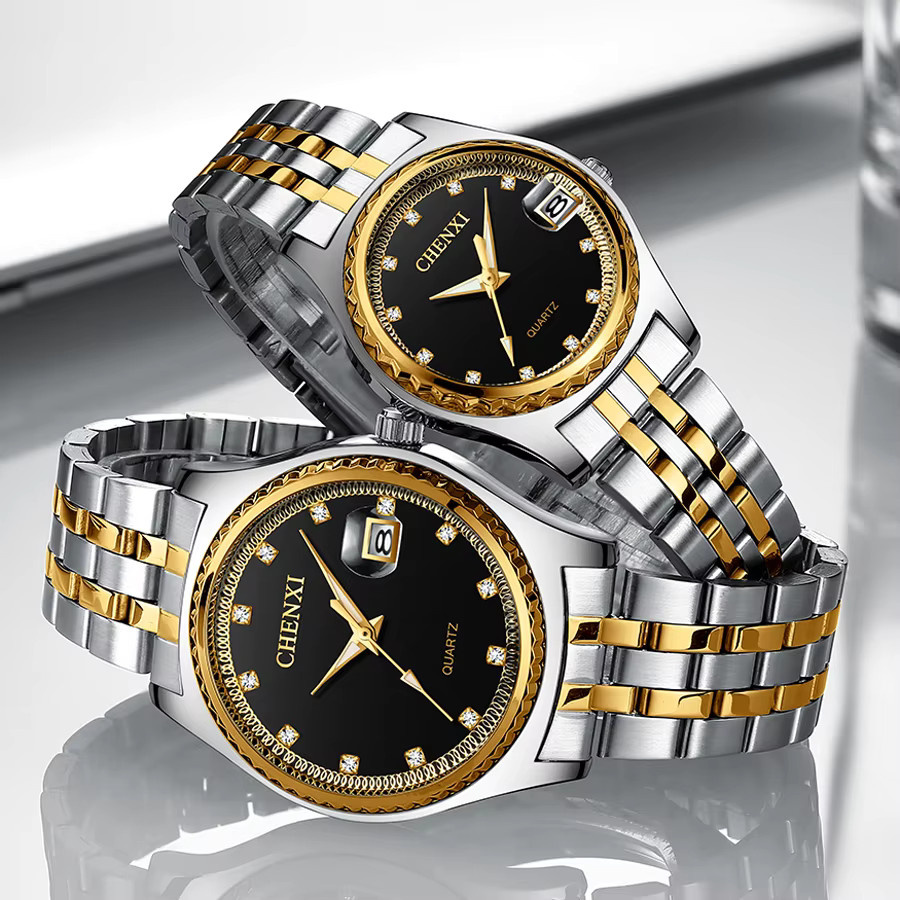 CHENXI Armbanduhr Quarz, Edelstahl, Schwarz, Herren - Bild 2