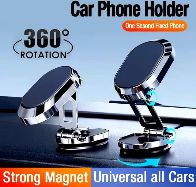 Magnetischer Autotelefonhalter in Silber, faltbare Smartphone-Halterung für GPS, kompatibel mit iPhone und Samsung Xiaomi - Bild 1