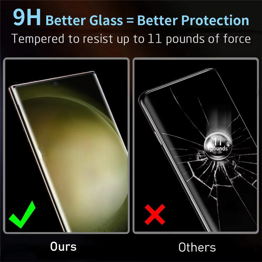 3er-Pack Displayschutzfolie aus gehärtetem Glas für Samsung Galaxy S24 Ultra, S23, S22 und S21, gebogene Vollabdeckung, transparent, Anti-Fingerabdruck-Effekt - Bild 5
