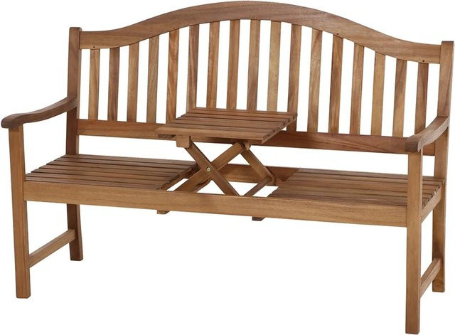 Siena Garden Pisa 3-Sitzer Gartenbank aus geöltem Akazienholz und Aluminium mit Armlehnen, B/H/T: 150 x 104 x 66 cm, grau/braun - Bild 1